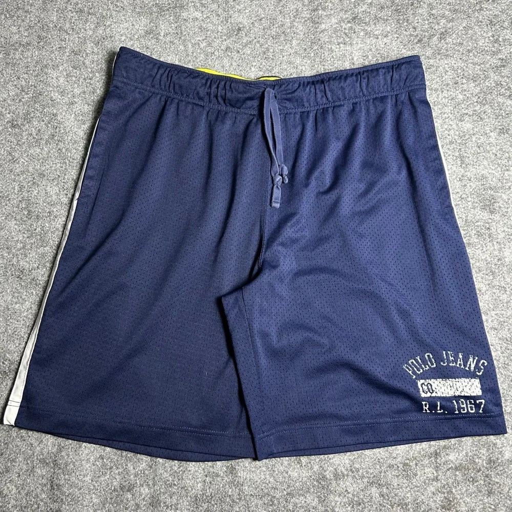 Polo Jeans Co Ralph Lauren Mesh Athletic Shorts Navy Blue Baggy Skater XL